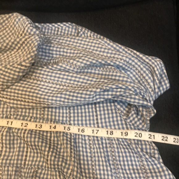 MAX Studio Blue and White Cropped Puffed Sleeved Oversized Peasant Top-M - Picture 12 of 13